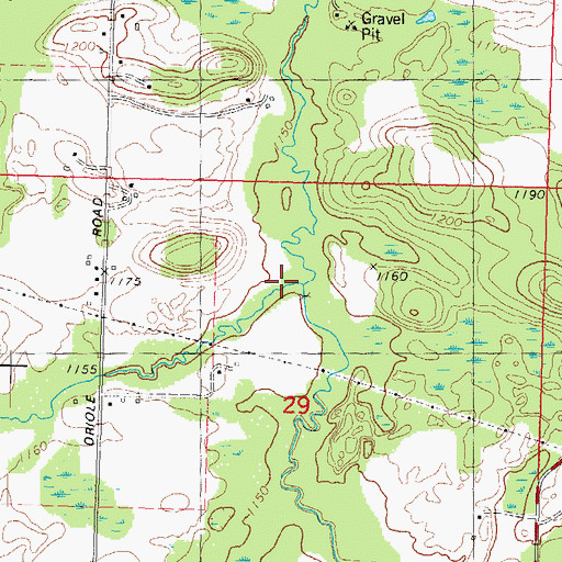 Topographic Map of Spranger Creek, WI