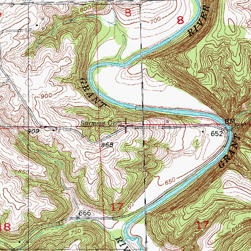 Topographic Map of Sprauge Cemetery, WI