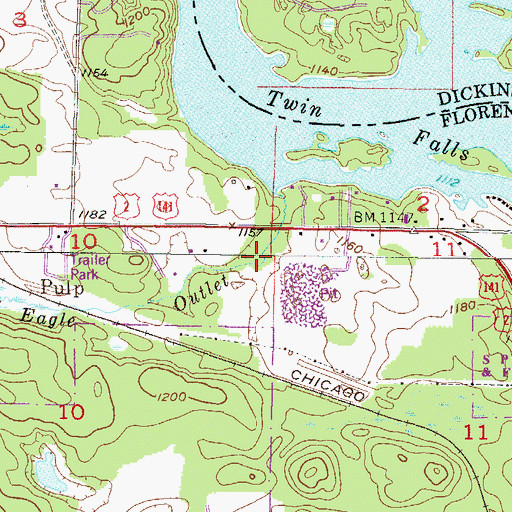 Topographic Map of Spread Eagle Outlet, WI