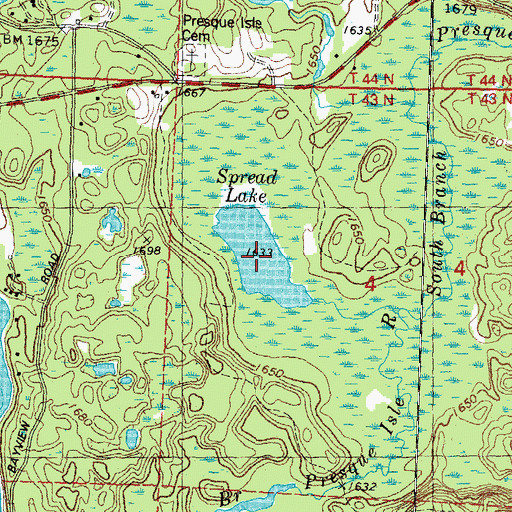 Topographic Map of Spread Lake, WI