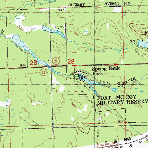 Topographic Map of Spring Bank Park, WI