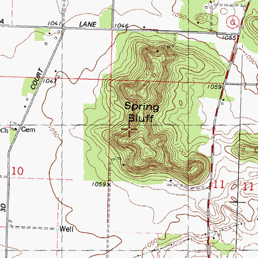 Topographic Map of Spring Bluff, WI