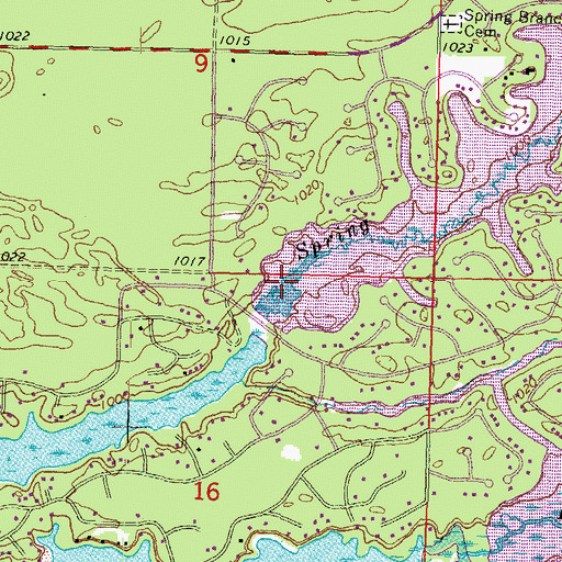 Topographic Map of Spring Branch, WI