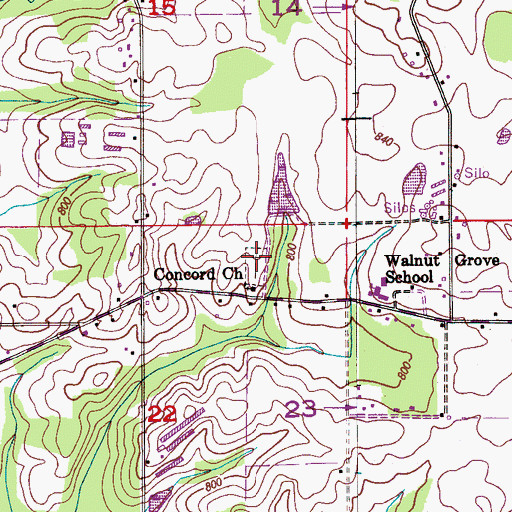 Topographic Map of Concord Cemetery, AL