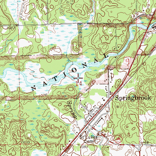 Topographic Map of Spring Brook, WI