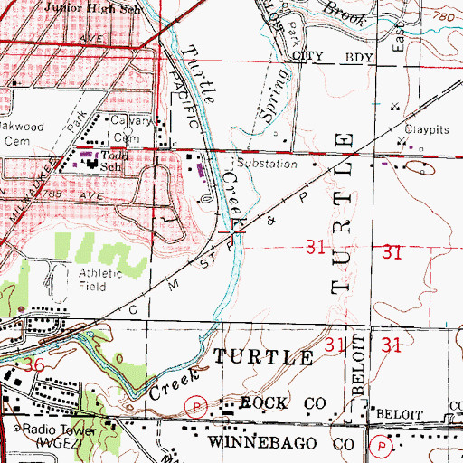 Topographic Map of Spring Brook, WI