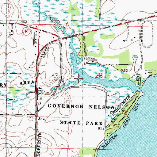 Topographic Map of Dorn Creek, WI