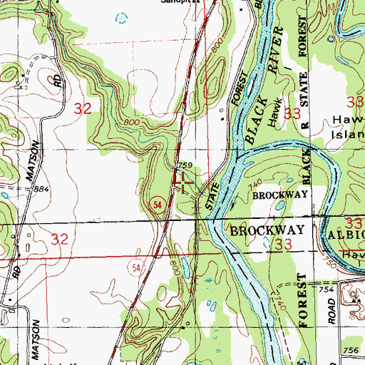 Topographic Map of Spring Creek, WI