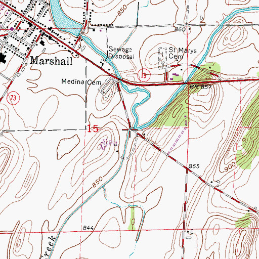 Topographic Map of Spring Creek, WI