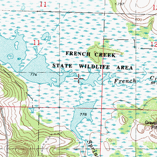 Topographic Map of Spring Creek, WI