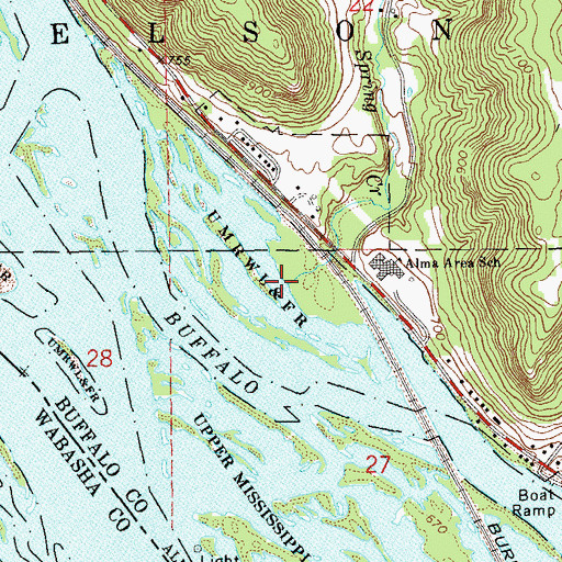 Topographic Map of Spring Creek, WI