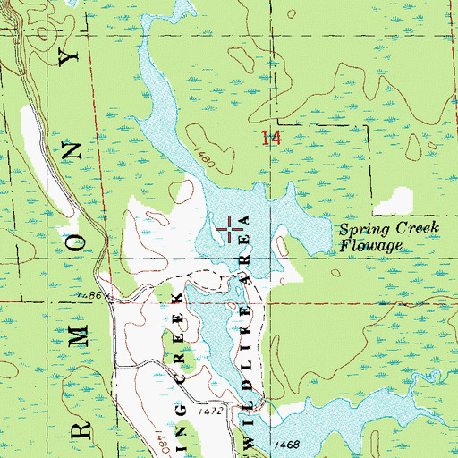 Topographic Map of Spring Creek Flowage, WI