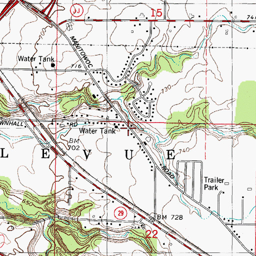Topographic Map of Spring Creek School (historical), WI