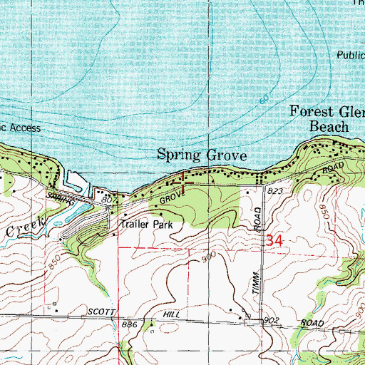 Topographic Map of Spring Grove, WI