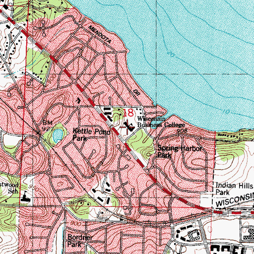 Topographic Map of Spring Harbor Middle School, WI