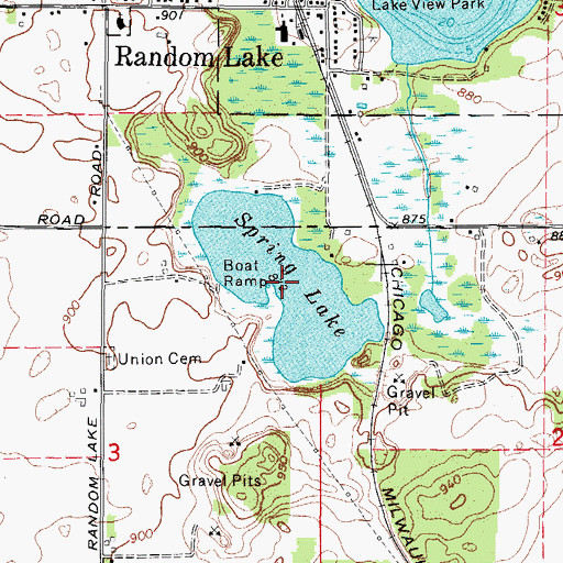 Topographic Map of Spring Lake, WI