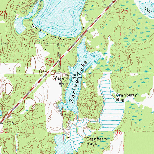 Topographic Map of Spring Lake, WI