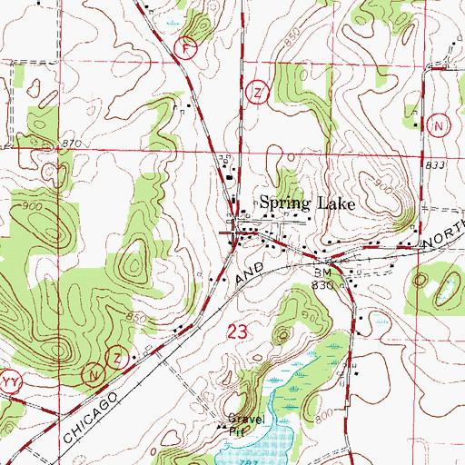 Topographic Map of Spring Lake, WI