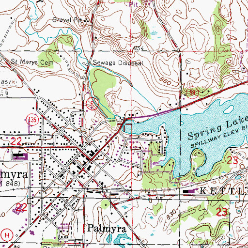 Topographic Map of Spring Lake, WI