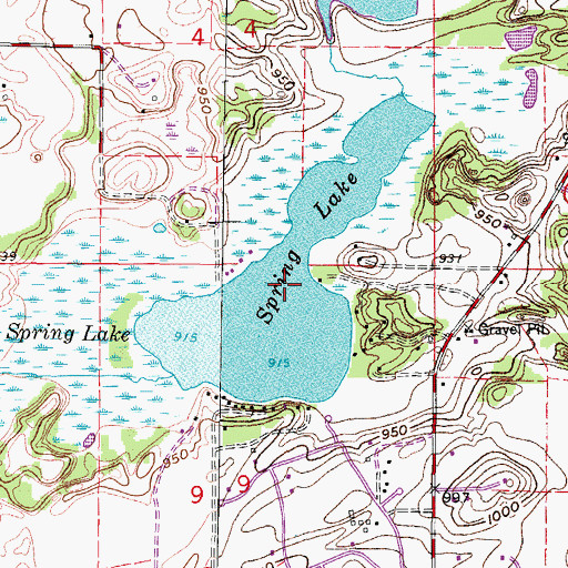 Topographic Map of Spring Lake, WI