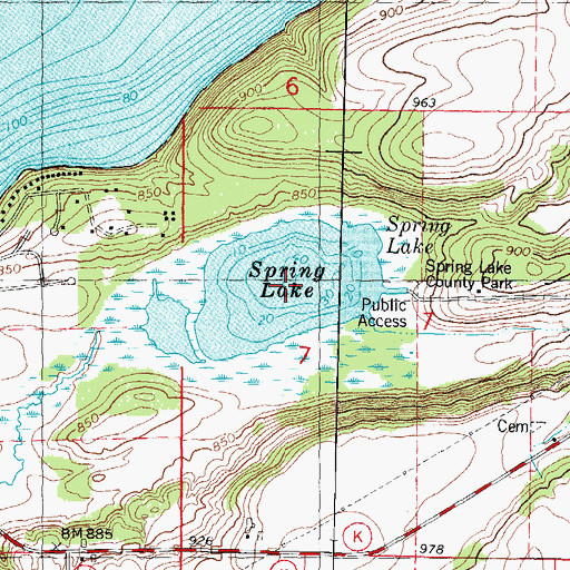Topographic Map of Spring Lake, WI