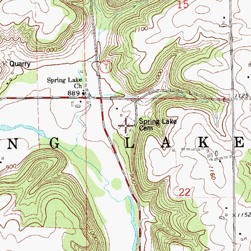 Topographic Map of Spring Lake Cemetery, WI