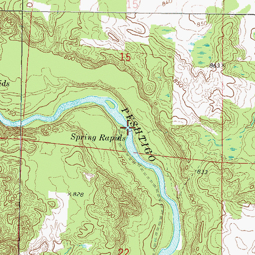 Topographic Map of Spring Rapids, WI