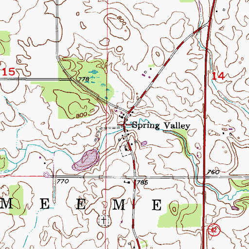 Topographic Map of Spring Valley, WI