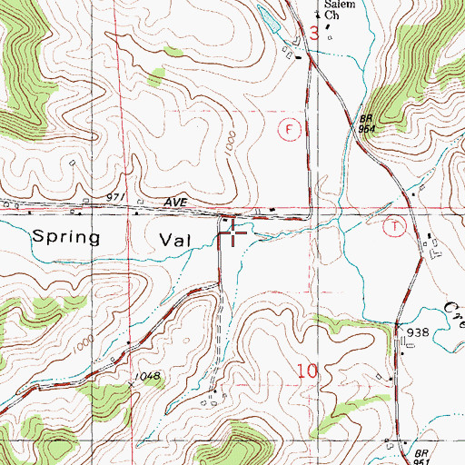 Topographic Map of Spring Valley Church, WI