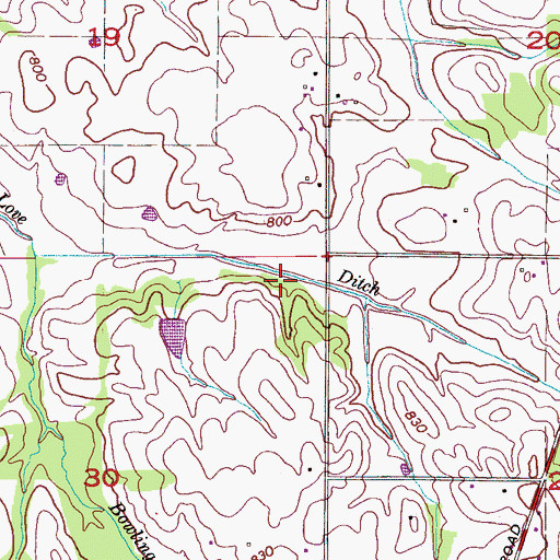 Topographic Map of Hutchings Cemetery, AL