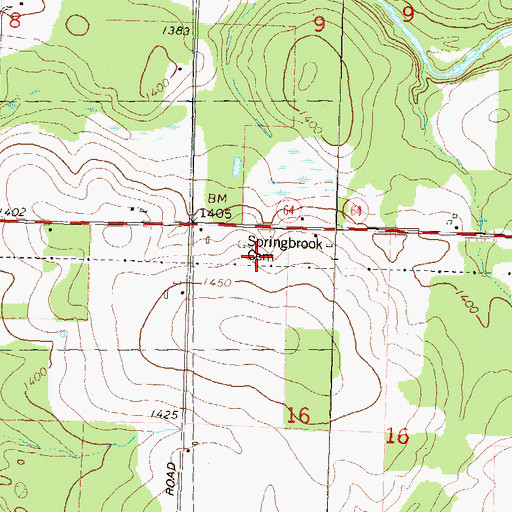 Topographic Map of Springbrook Cemetery, WI