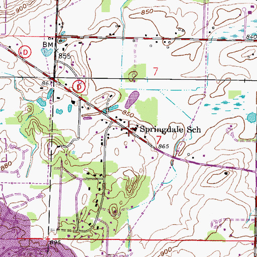 Topographic Map of Springdale School, WI