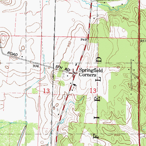 Topographic Map of Springfield Corners, WI
