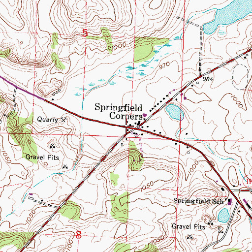Topographic Map of Springfield Corners, WI