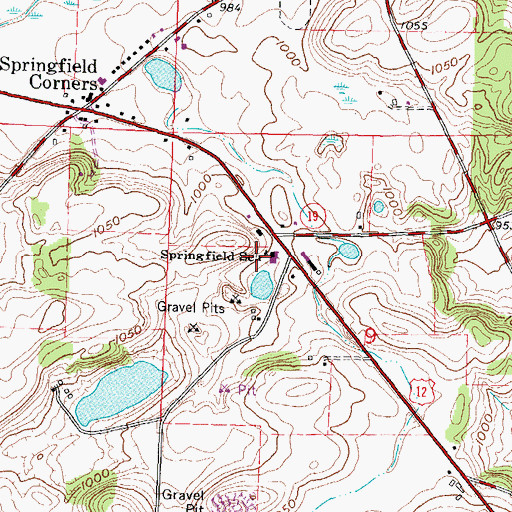 Topographic Map of Springfield School, WI