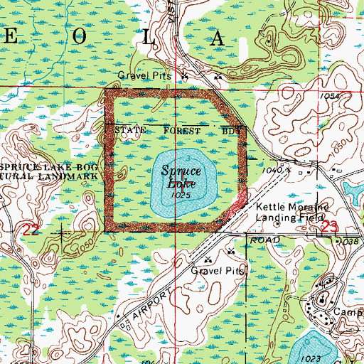 Topographic Map of Spruce Lake, WI