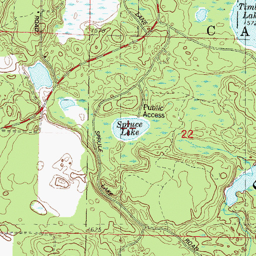 Topographic Map of Spruce Lake, WI