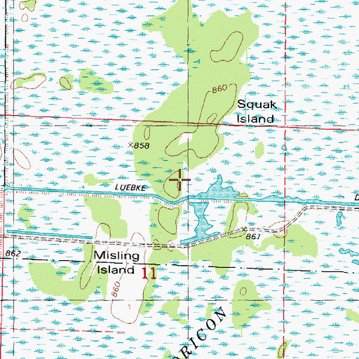 Topographic Map of Squak Island, WI