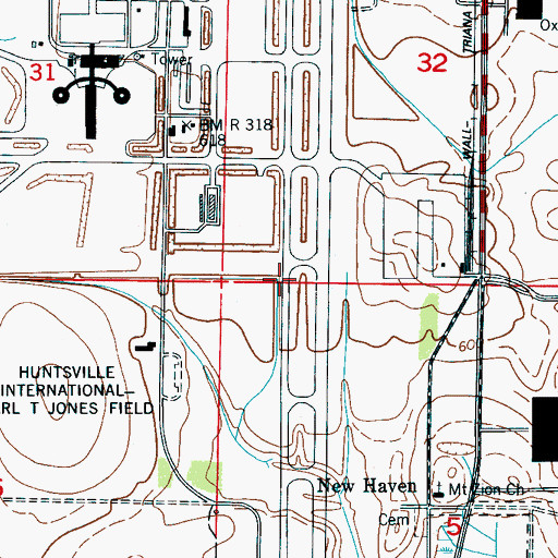 Topographic Map of Jones Cemetery (historical), AL