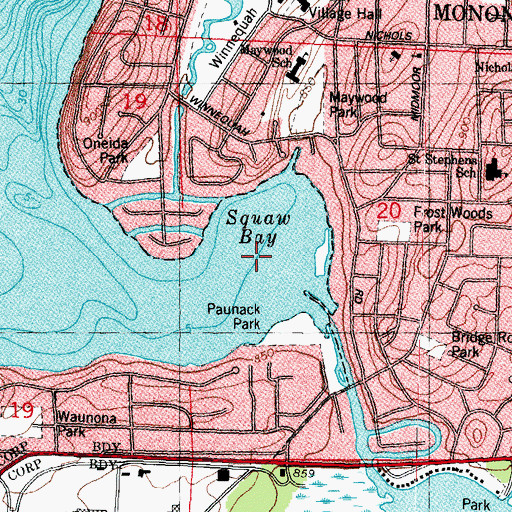 Topographic Map of Squaw Bay, WI