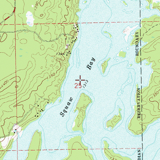Topographic Map of Ikwe Bay, WI