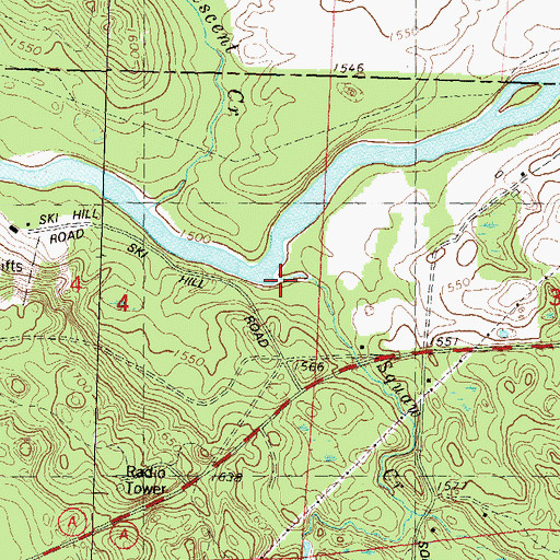 Topographic Map of Squaw Creek, WI