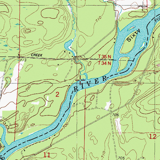 Topographic Map of Squaw Creek, WI