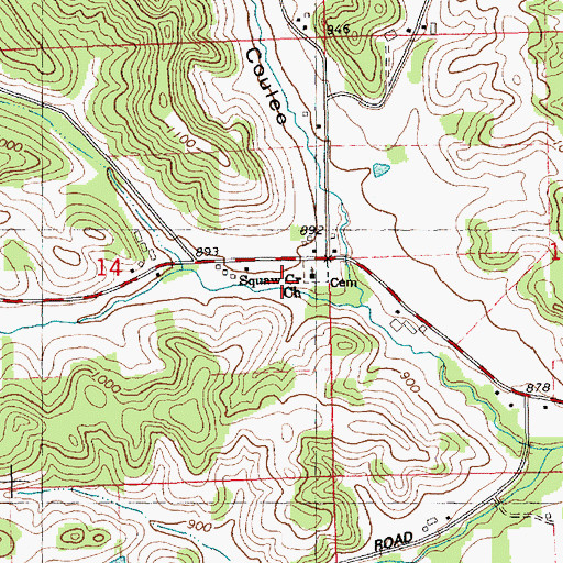 Topographic Map of Squaw Creek Church, WI