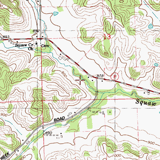 Topographic Map of Squaw Creek School, WI
