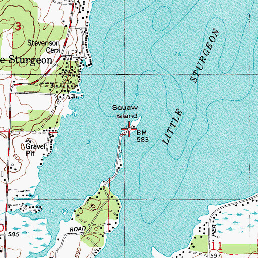 Topographic Map of Squaw Island, WI