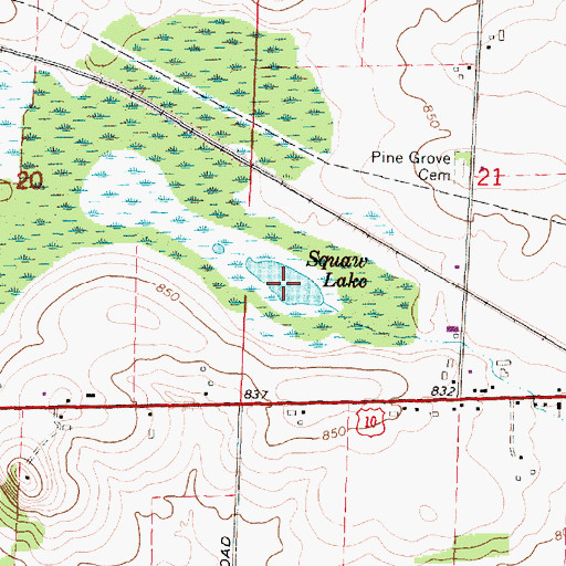 Topographic Map of Squaw Lake, WI