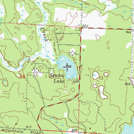Topographic Map of Squaw Lake, WI