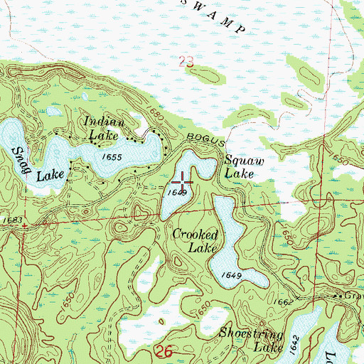 Topographic Map of Squaw Lake, WI