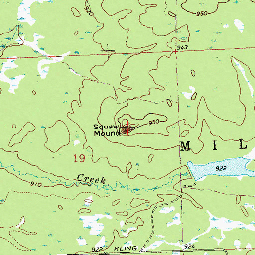 Topographic Map of Squaw Mound, WI